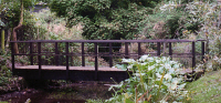 Bridge 15 - 19ft (5.79m) flat bridge - stained Dark Oak. Flat bridges look good over rivers, streams, gullies and ditches and are limited to 23ft 8in (7.20m). For ride-on mowers we would include a central beam or beams - prices on request.
				  £1610
