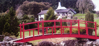 Bridge 18 - 17ft (5.18m) Japanese style bridge with ball finials, painted Signal Red with boards stained Ebony. All components normally kept in stock.
				  £1970