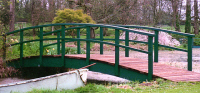 Bridge 7 - 21ft (6.40m) curved bridge (Country style) stained with a mixture of Holly and Sage, boards stained Dark Oak. POA